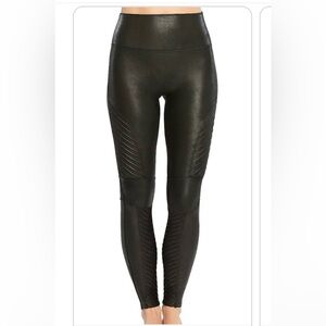 SPANX Black Faux Leather Moto Leggings